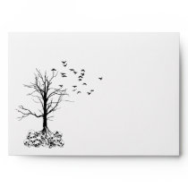 A7 Skull Tree Black and White Halloween Envelopes