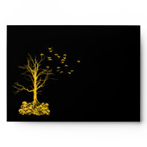 A7 Skull Tree Black and Yellow Halloween Envelopes