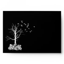 A7 Skull Tree Black Halloween Envelopes