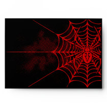 A7 Spider Web Black and Red Halloween Envelopes