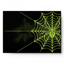 A7 Spider Web Black Green Halloween Envelopes