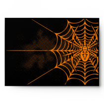 A7 Spider Web Black Orange Halloween Envelopes