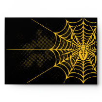 A7 Spider Web Black Yellow Halloween Envelopes