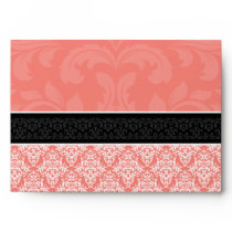 A7 Tea Rose Damask Monogram Wedding Envelopes