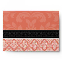 A7 Terracotta Damask Monogram Wedding Envelopes