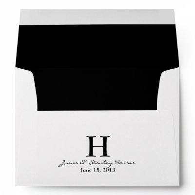 A7 White & Black Monogram Wedding Envelopes