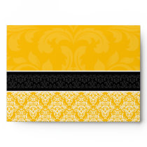A7 Yellow Gold Damask Monogram Wedding Envelopes