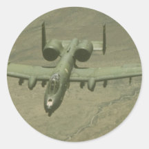 A-10 Warthog anti-tank aircraft, aerial shot Round Sticker