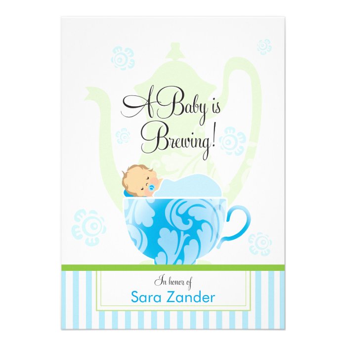 Baby Shower Tea Party Boy Invitation