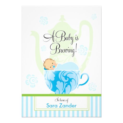 A Baby Shower Tea Party  |  Boy Custom Invite