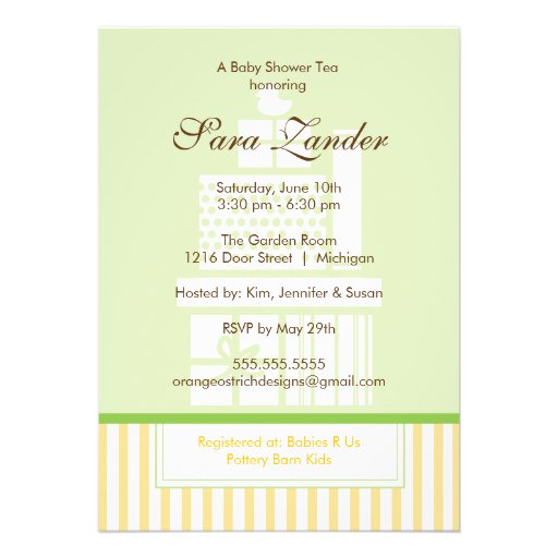 A Baby Shower Tea Party  |  Gender Neutral Twins Personalized Invitation