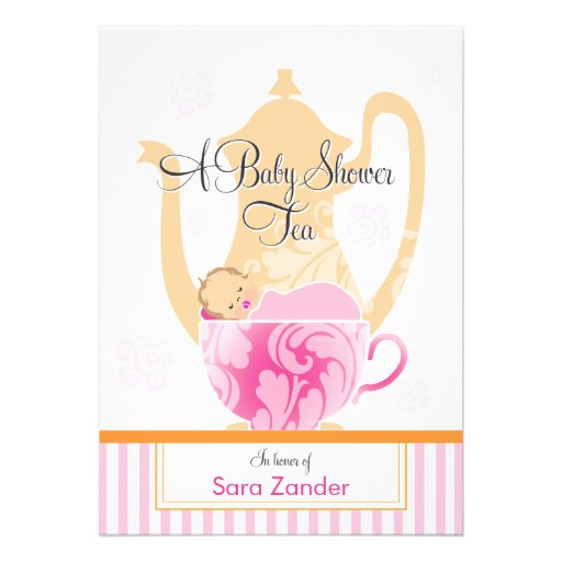 A Baby Shower Tea Party  |  Girl Personalized Announcement