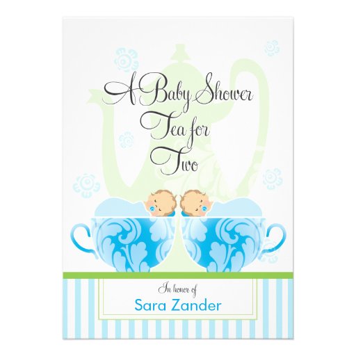 A Baby Shower Tea Party  | Twin  Boys Invite