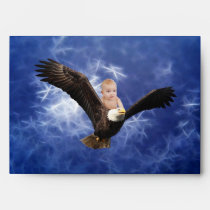 A baby's eagle adventure in blue envelopes