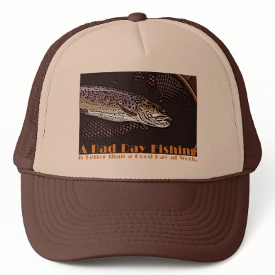 A Bad Day Fishing Trucker Hats by brooktroutdesign