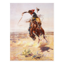 A Bad Hoss by Charles Marion Russell in 1904 Postcard