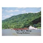A barge steams up the Ohio River Photograph