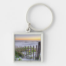 A Beach Fence at Sunset Key Chains