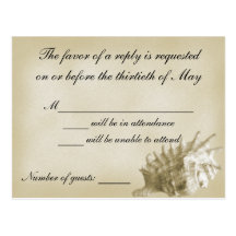 A Beach Wedding RSVP Card (Gold) Postcards