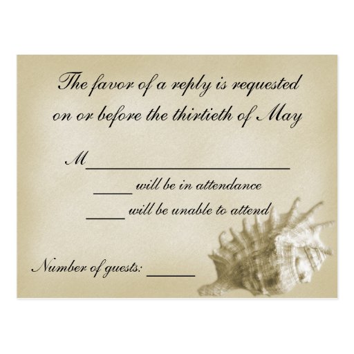 A Beach Wedding RSVP Card (Gold) Postcards from Zazzle.
