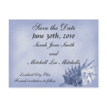 A Beach Wedding Save the Date Postcard (Dark Blue)