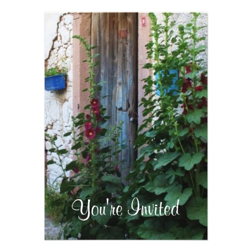 A beautiful rustic old blue door in CRETE, Greece Custom Invitation