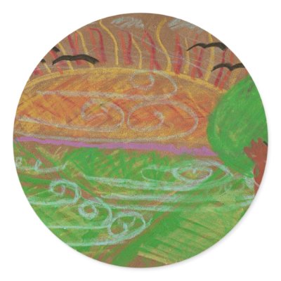 A beautiful sunrise round sticker by HeyHoney