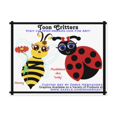 A*  Bee and LadyBug Toons Business Card Postcard by dohernan