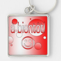 A Bientôt! Canada Flag Colors Pop Art Keychain