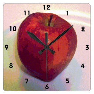 A Big Red Apple Square Wall Clock