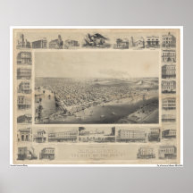 A Birds-Eye View Sacramento, 1857 Posters