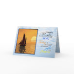A birthday card fora son. A yacht sailing.