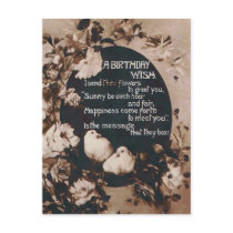 A Birthday Wish Doves Vintage Postcard