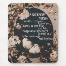 A Birthday Wish Doves Vintage Postcard mousepads