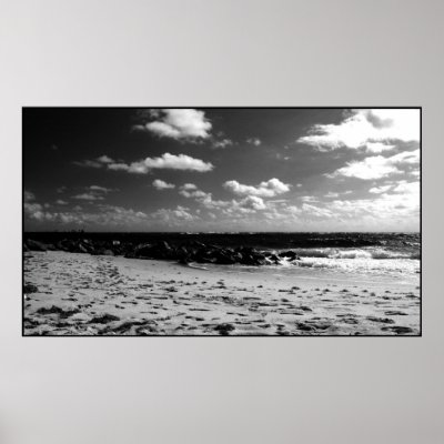 A Black and White Beach Scene Print by LisCampll