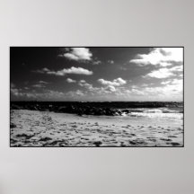 A Black and White Beach Scene Print