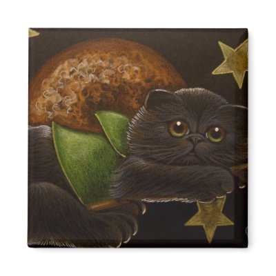 A BLACK CAT IN A BROOM - HALLOWEEN Magnet by BY_CYRA