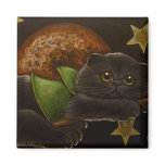 A BLACK CAT IN A BROOM - HALLOWEEN Magnet