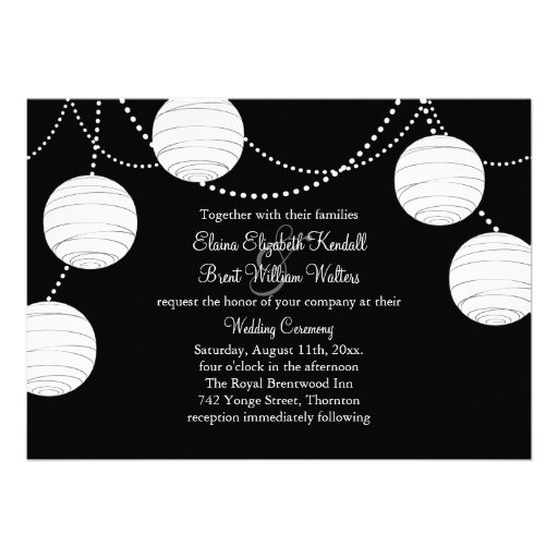 A Black & White Party Lanterns Wedding Invitation