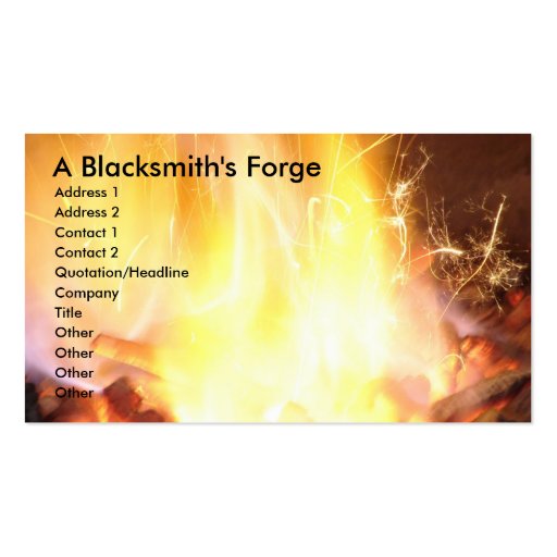 A Blacksmith's Forge Business Card (front side)