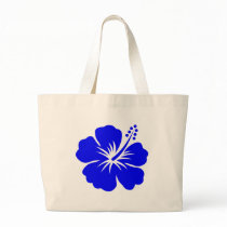 A blue hibiscus flower tote bag