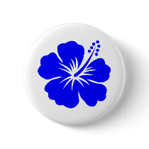A blue hibiscus flower pinback buttons