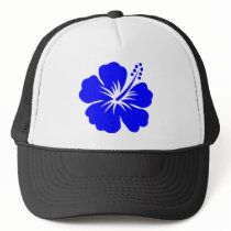 A blue hibiscus flower trucker hats