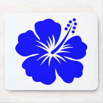 A blue hibiscus flower mouse pad