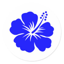 A blue hibiscus flower round sticker