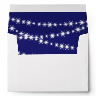 A Blue Holiday Twinkle Lights Invitation Envelope