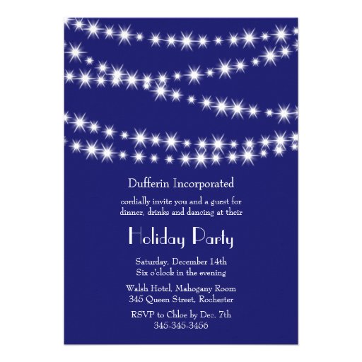 A Blue Holiday Twinkle Lights Invitation (indigo)