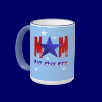 A Blue Star Mom-lettered Mugs mugs