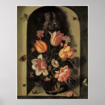 A Bouquet Set in a Deep Niche, 1630s Poster