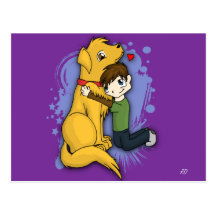 "A Boy and His Dog" Postcard